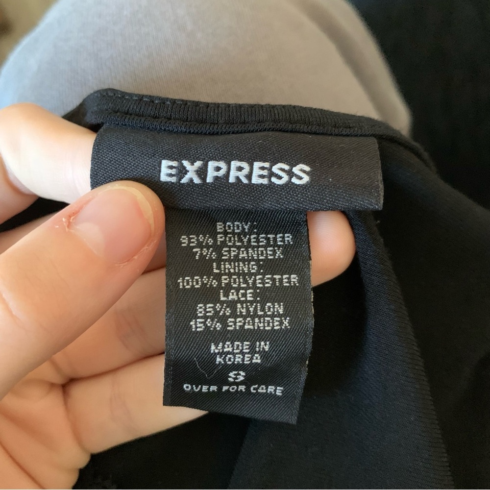 Express Dark Navy/Black Delicate Lace Detailing on Bust Top - Picture 4 of 4